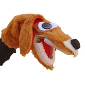 Títere de perro que abre la boca