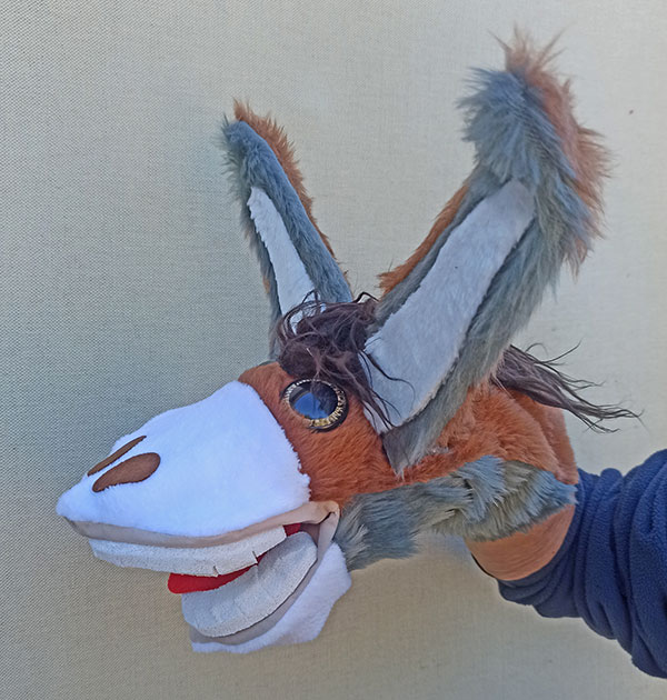 Títere de burro que abre la boca